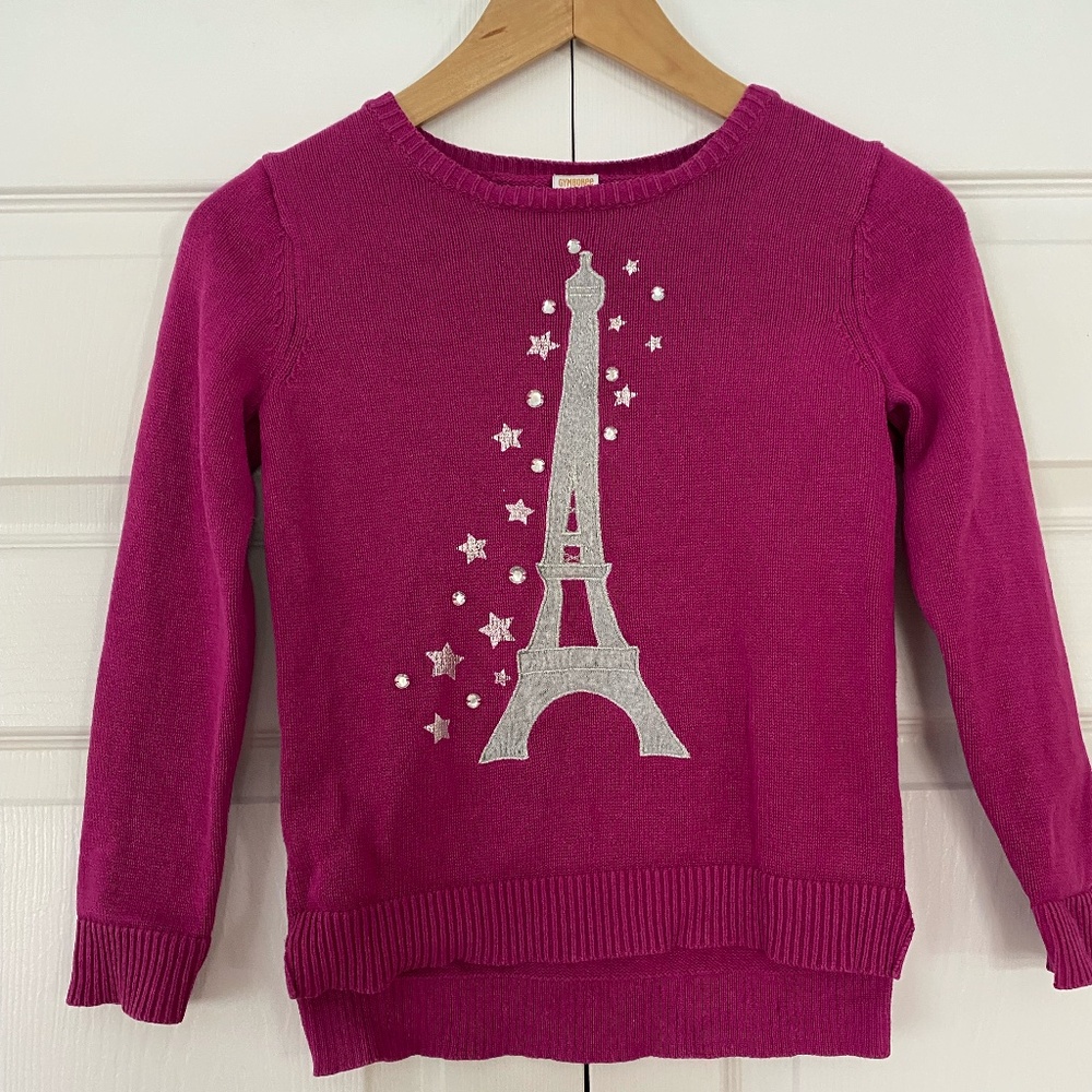 Gymboree pink Eiffel Tower Sweater Girls size 7-8